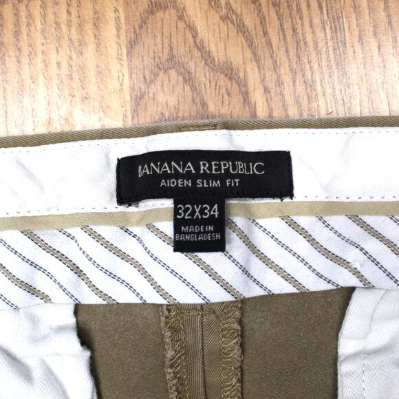 32x32 BANANA REPUBLIC SLIM FIT AIDEN PANT COTTON/SPANDEX KHAKI Sz 32W x 32L - Picture 3 of 3